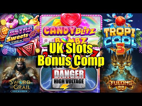 Thumbnail for video: UK Slot Session, 13 Game Bonus Compilation, Mostly New Games With Old Favs Like Danger High Voltage