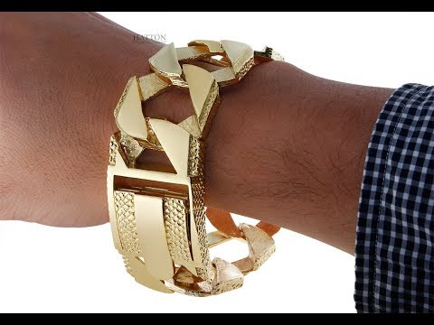 9K 14K 18K  Gold Extra Large Textured Curb Bracelet 244.8 G 10"- Hatton Jewellers London