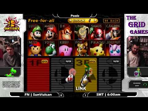 Smash 64: FN | SunVulcan (Yoshi/Mario) V SMT | 6:00am (Link) - Shattered 100 Tourney