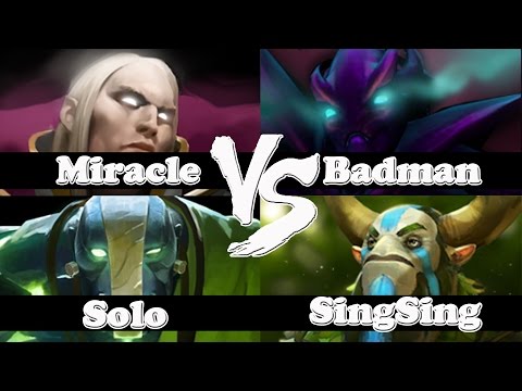 Dota 2 - Miracle And Solo VS Badman And SingSing - Ranked Match Gameplay!