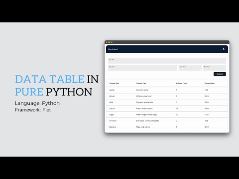 Python Tutorial Datatable Using Flet