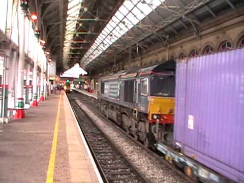 DRS 66302 at Preston working 4S44 Daventry to Coatbridge 18th September 2012