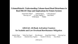 Seminar in Comp. Arch. - S1: ColumnDisturb & ABACuS (Spring 2026)