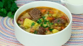 Sopa de ternera y verduras − ¡Sorprenda a toda su familia con una deliciosa sopa! | Gustoso. TV