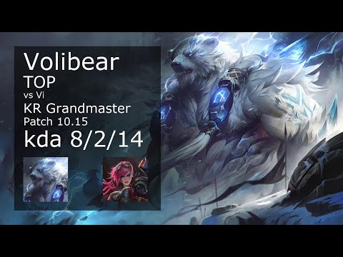 Volibear Top vs Vi - KR Grandmaster 8/2/14 Patch 10.15 Gameplay // [롤] 볼리베어 vs 바이 탑
