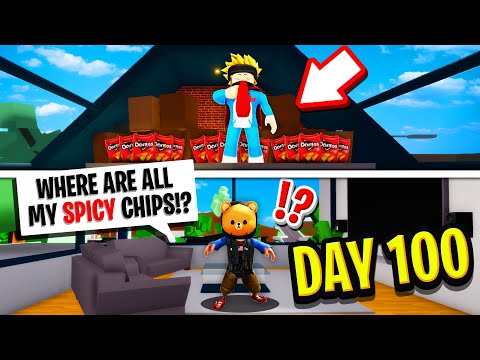 I Spent 100 DAYS in My Friends House in Roblox BROOKHAVEN RP!! (he had no idea)