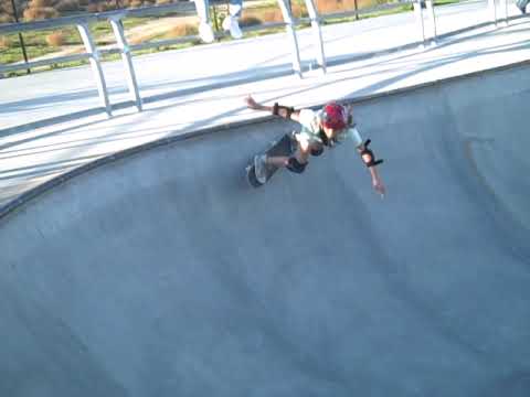 Kayla Caballero drops into the skull bowl at Lake Cunningham on my birthday 11-8-2009