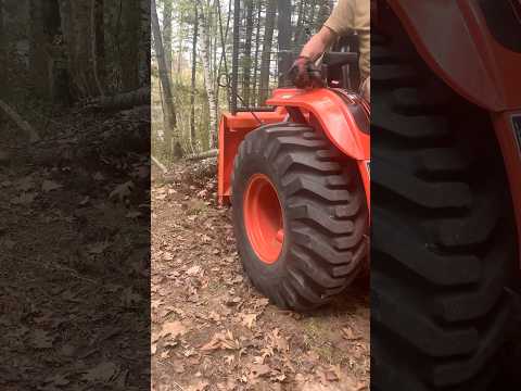 Yep,This Little Kubota Pulls WHOLE TREES Uphill! 🌲 #firewood