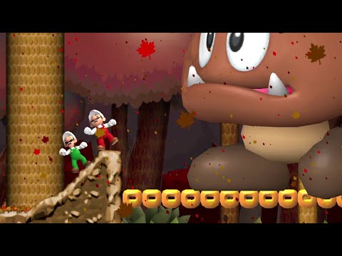 NEWER Super Mario Bros. Wii Falling Leaf - 2 Player Co-Op Walkthrough