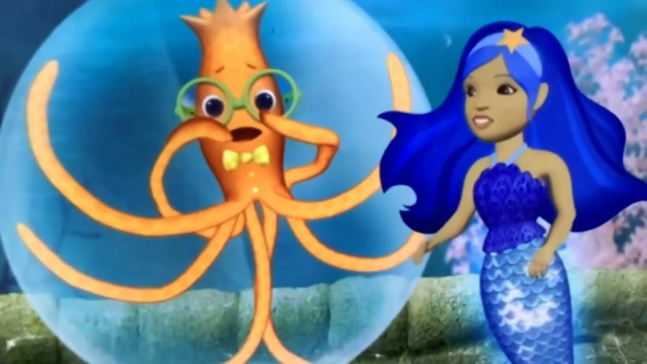 Squiddy críes because he wanted  Blue Mermaid to light up his castle