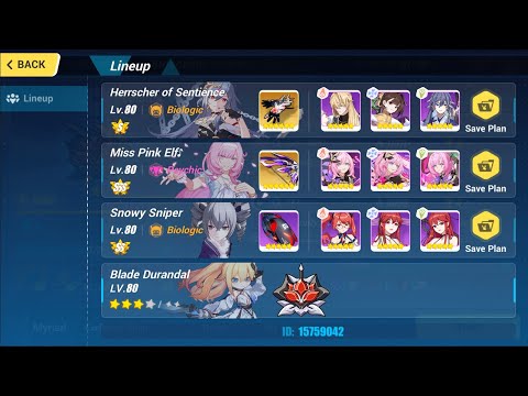 Honkai impact 3 SEA: Abyss Redlotus EX D421 Kosma - MPE SS HOS Elf Dudu 3* - 721 pts