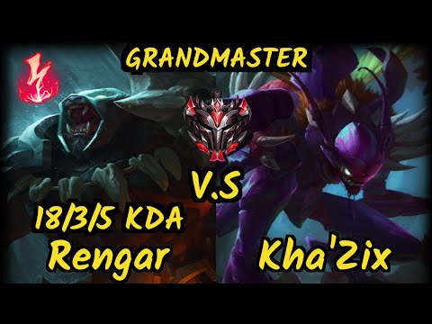 Pride (RENGAR) vs KHA'ZIX - 18/3/5 KDA JUNGLE GAMEPLAY - EUW Ranked GRANDMASTER