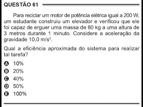 ENEM PPL 2016 Questão 61 - Potencia e Eficiência