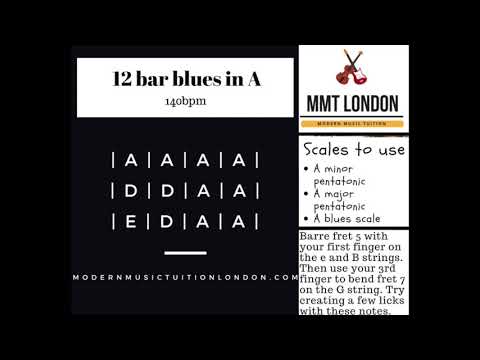 Fast 12 bar blues in A guitar backing track