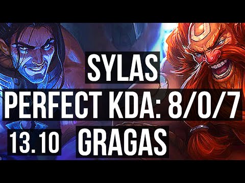 SYLAS vs GRAGAS (MID) | 8/0/7, Legendary, 300+ games | KR Challenger | 13.10