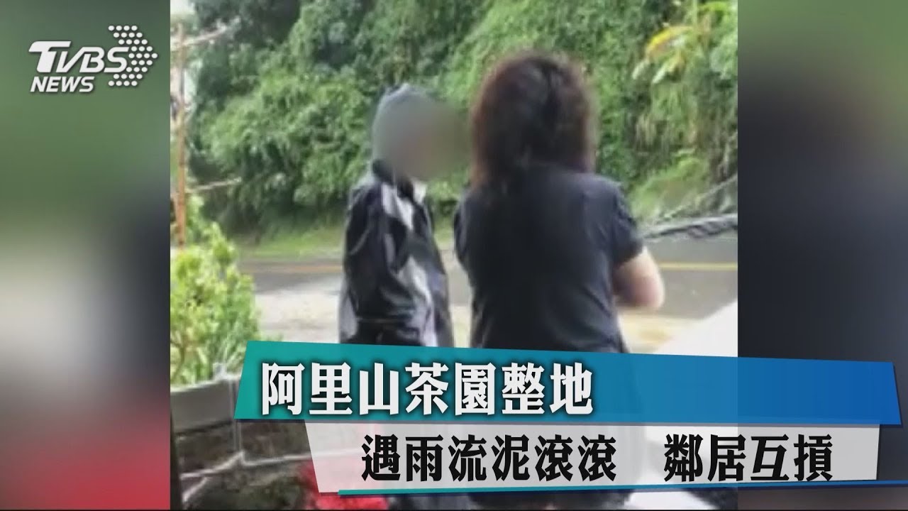阿里山茶園整地 遇雨流泥滾滾!鄰居互摃