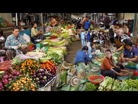 Boeng Trabek Food Market Scene - Amazing Honey Beer, Vegetable, Fruit, Fish, Seafood & More Food