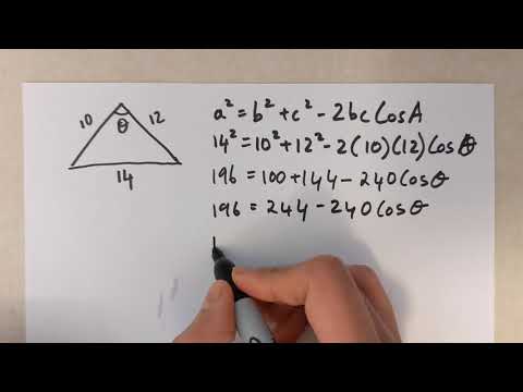 Grade 10 Math - Finding an angle using cosine law (lesson 8.3)