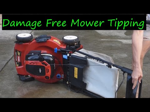 How to Properly Tip a Lawn Mower - Oil Change - Blade Sharpening - Cleaning Under Deck
