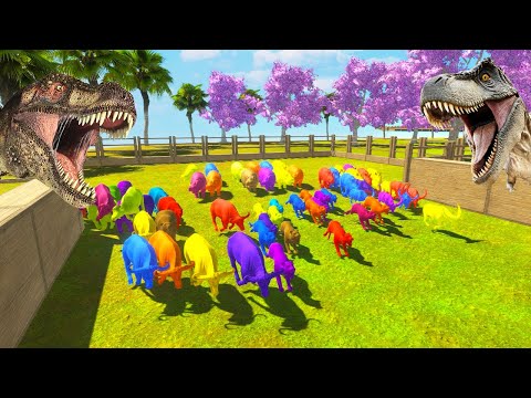 Speed Race Colors Dinosaurs vs Animals Champions - Animal Revolt Battle Simulator