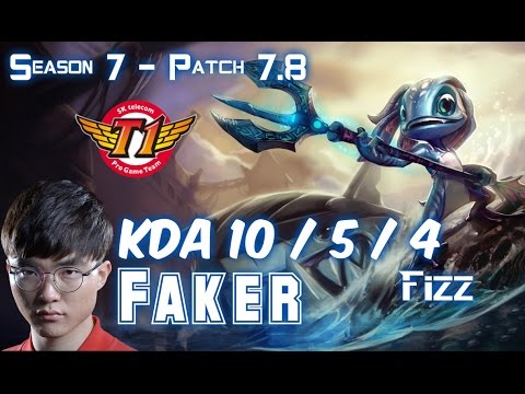 SKT T1 Faker FIZZ vs ZED Mid - Patch 7.8 KR Ranked