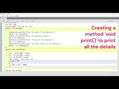 Employee Java Program Java Bluej Class 10 Computer