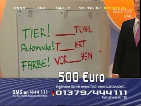 Max Schradin - Sat1 Quiznight vom 11.10.2007 TEIL1