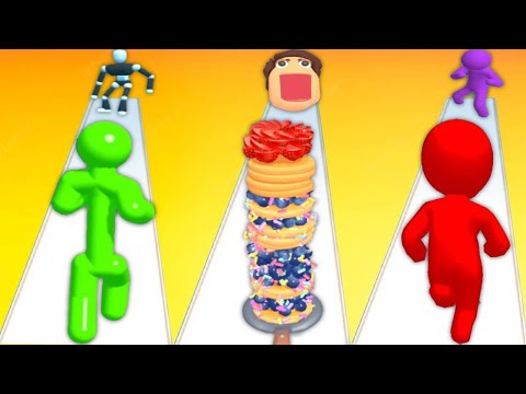 TALL MAN RUN vs PANCAKE RUN vs SIZE UP RUN RACE 3D COLOR - Triple Game