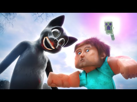 Cartoon Cat Meets Cursed Steve (From Minecraft)