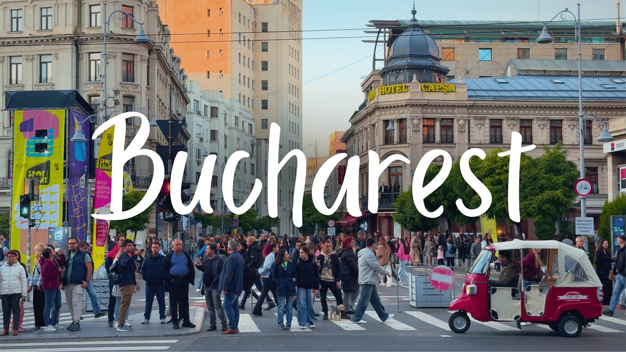Immersive street-level walking tour through Bucharest Calea Victoriei, Romania, showcasing authentic urban landscapes, local architecture, and the vibrant atmosphere of the city's neighborhoods