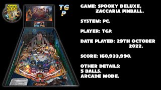 Spooky Deluxe - Zaccaria Pinball - Arcade mode, 5 balls - 160,933,990 points.