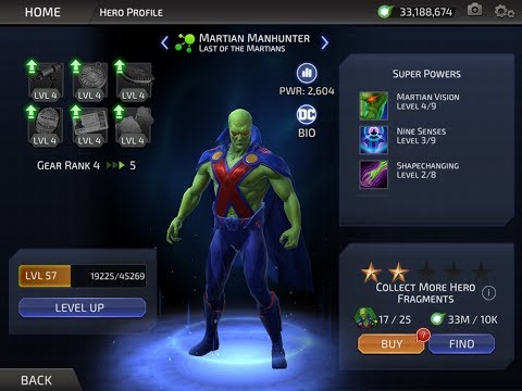 Unlocking Martian  Manhunter and showcase powers.