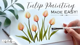 ATTENTION BEGINNERS! 🤩 Quick & Easy Painting: Perfect for Beginners & Busy People! Watercolor Tulips