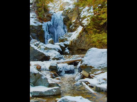 Winter Waterfall Ambience | Marysville Falls 4K Vertical Nature Sounds - Version for Tablets & iPads