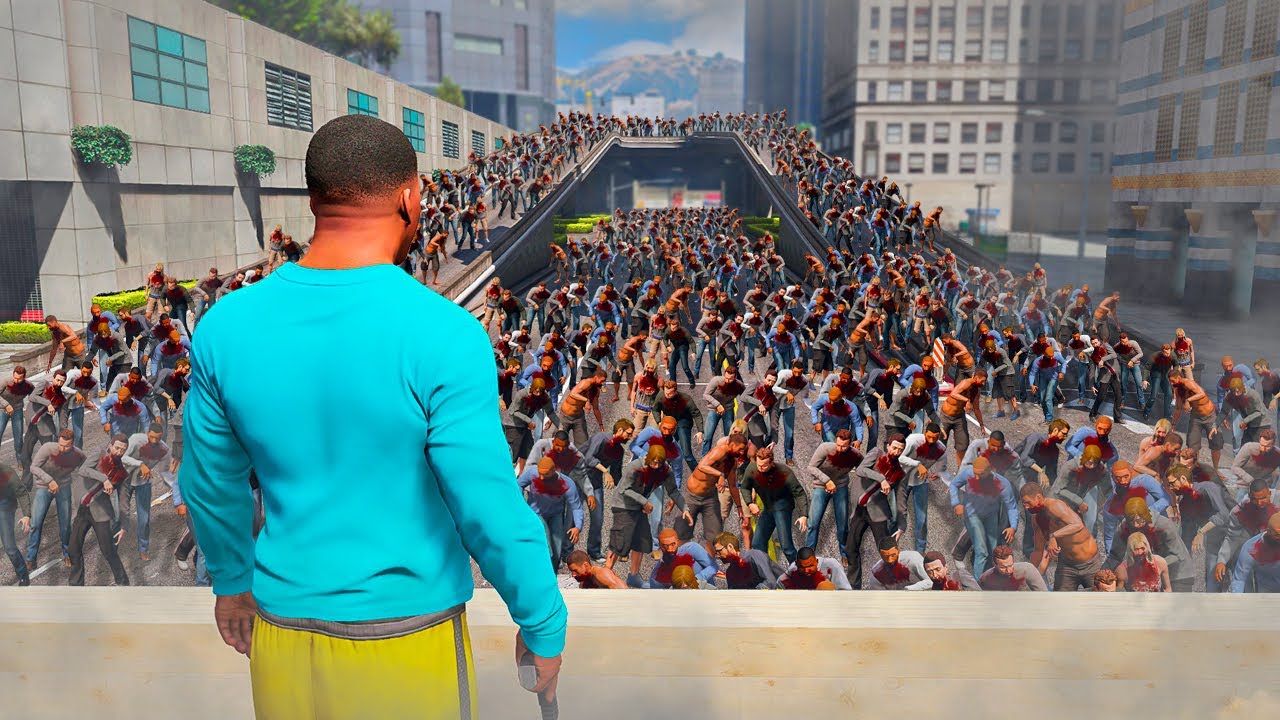 SOBREVIVENDO AO MAIOR ATAQUE ZUMBI DO GTA 5 (absurdo!)