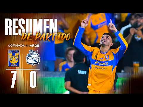 📹 Resumen Liga MX | Tigres 7-0 Puebla | Jornada 4 | Apertura 2025