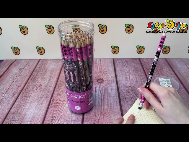 Карандаш чернографитный Kuromi с розовым рисунком - видео