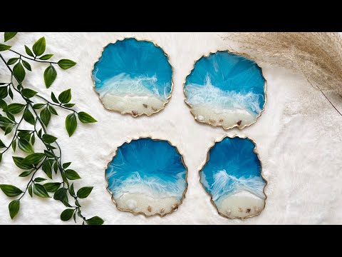 Beautiful Teal Bronze Geode Resin Coasters