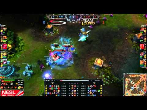 GoldenGlue escapes a 3-man tower dive (Complexity Red VS LoLPro, NESL)