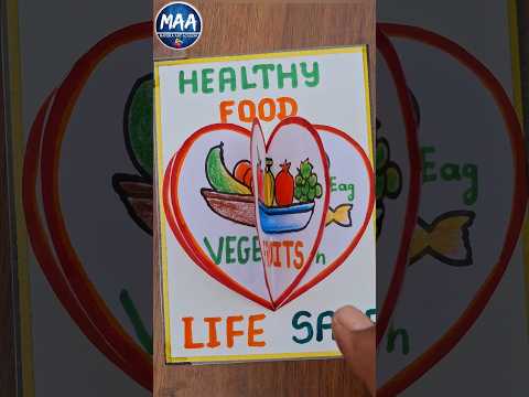 Healthy Food and Unhealthy Food Project Drawing #shorts #youtubeshorts #short #video