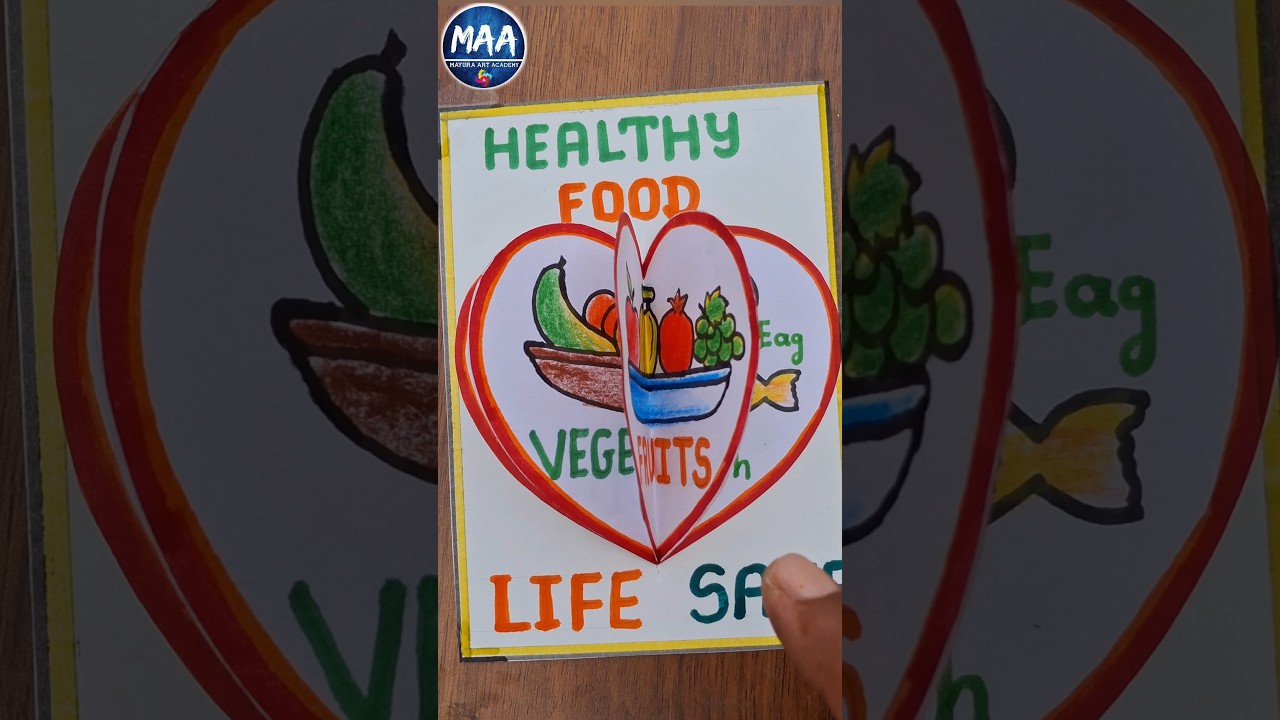 Healthy Food and Unhealthy Food Project Drawing #shorts #youtubeshorts #short #video