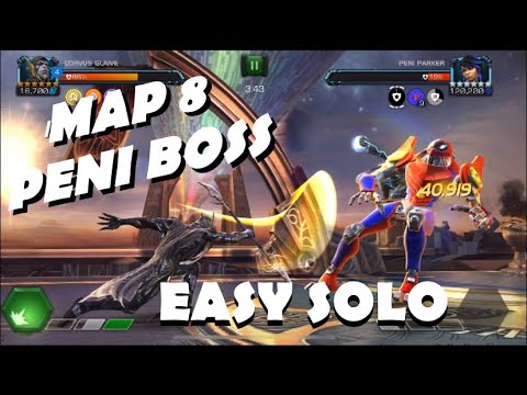 How To Solo AQ Map 8 Peni Parker Boss with Corvus | Marvel Contest of Champions