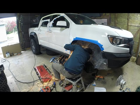 Fitting 35's - Colorado ZR2 - AEV Highmark Flares - Full Install video - 4k