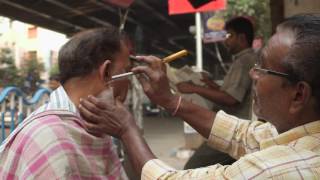 Man Having Shave Under Open Sky India Shaving Style