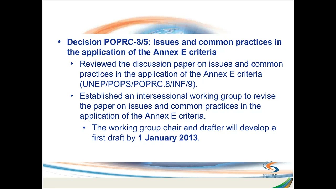 Outcomes of POPRC8