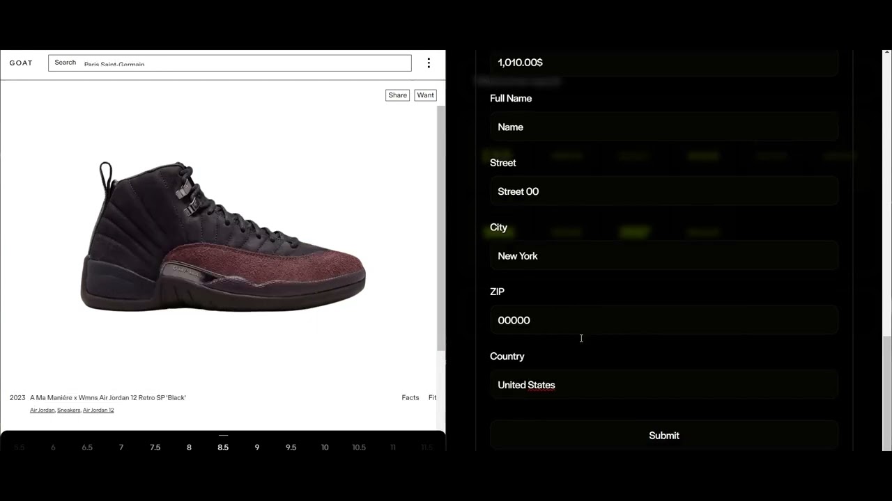 GOAT Receipt Generator by HYPECEIPT