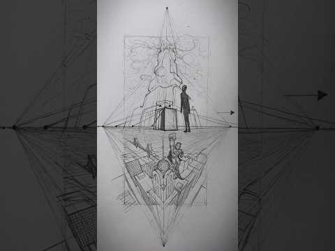 How to Draw 3 Point Perspective! ✍️ #art #drawing #shorts #shortsfeed