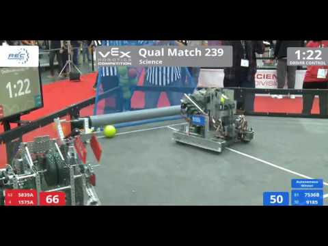 VEX Worlds 2016 - VRC High School - Science - Qual 239 (5839A 1575A) 252 vs 155 (7536B 9185)