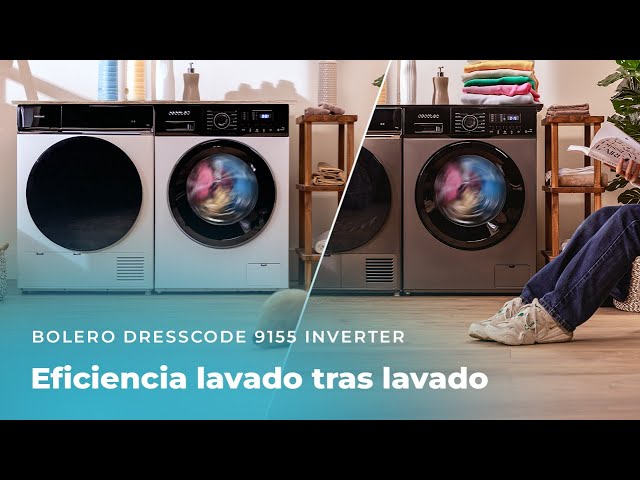 Máquina de Lavar Roupa Bolero DressCode 9155 9 Kg 1400rpm A Branco e Preto Drum Clean video
