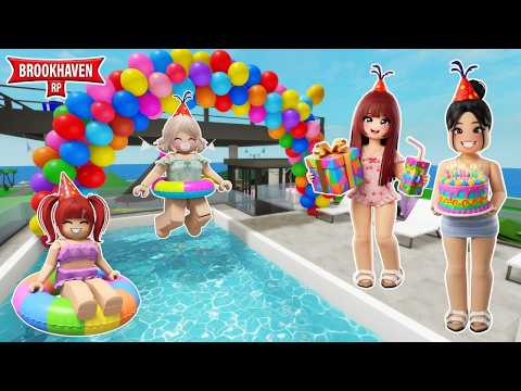 HAGO UNA FIESTA SORPRESA A LA HIJA DE MI MEJOR AMIGA *PISCINA CON TRAMPOLIN* BROOKHAVEN ROBLOX